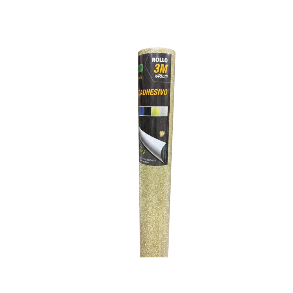 PAPEL T/ CONTACT ADHESIVO GLITTER LAMA (ROLLO 45CM X 3MTS ) ORO