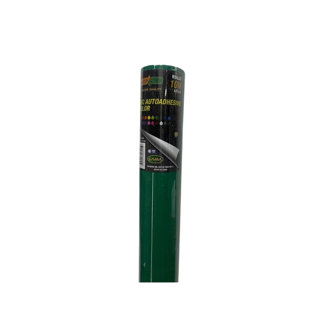 ROLLO PAPEL CONTACT ADHESIVO LISO 45CM X 10MTS VERDE OSCURO