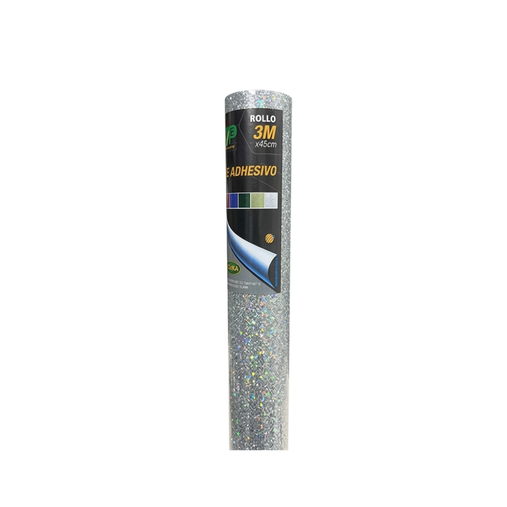 PAPEL T/ CONTACT ADHESIVO GLITTER LAMA (ROLLO 45CM X 3MTS ) PLATA