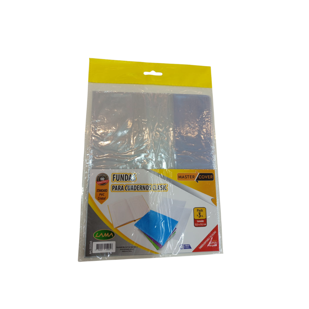 FUNDA PVC CUADERNO 16X21 X 3 UNID LAMA 3522X3