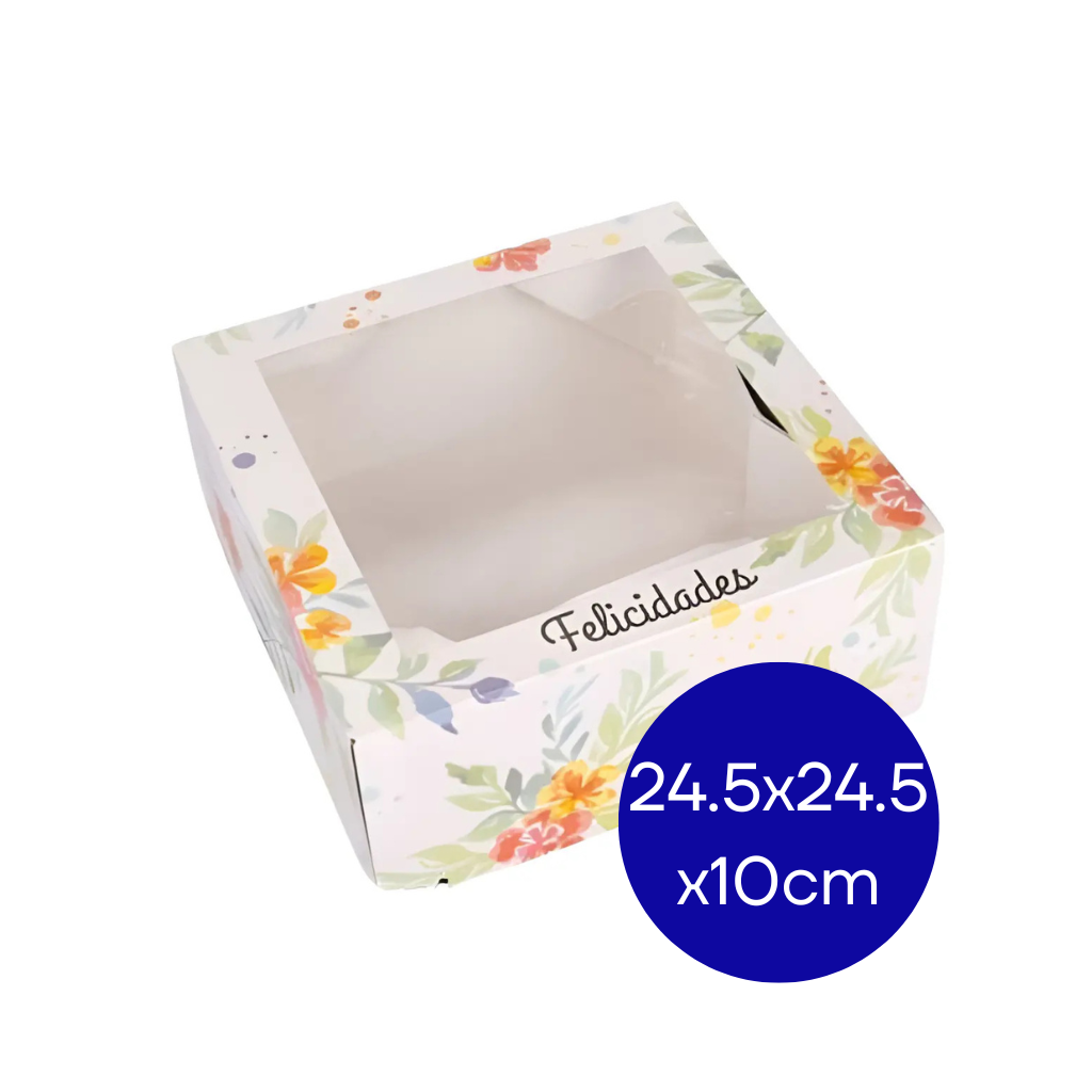 CAJA MULTIUSO "FELICIDADES" 24,5X24.5X10 MEDORO X 25 unidades