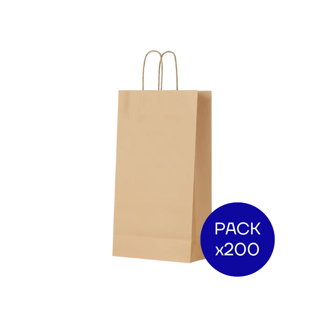 BOLSA KP P/2 BOTELLAS KRAFT BULTO X200