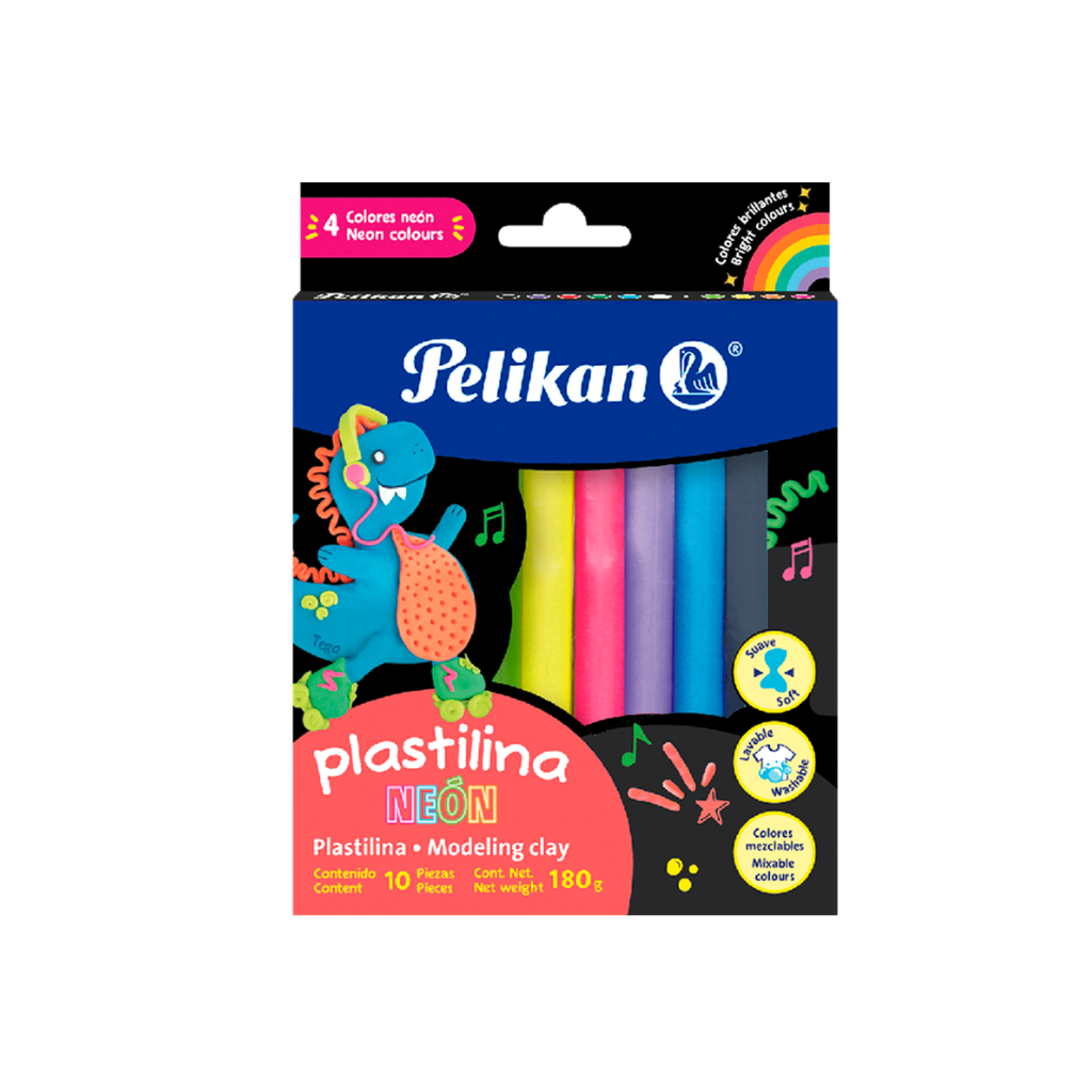PLASTILINA PELIKAN SURTIDO NEON X10 BARRAS 180GRS L06700005