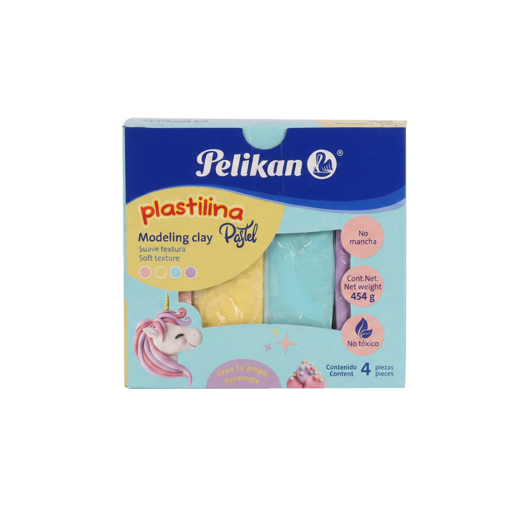 PLASTILINA PELIKAN X4 454G PASTEL SURTIDA