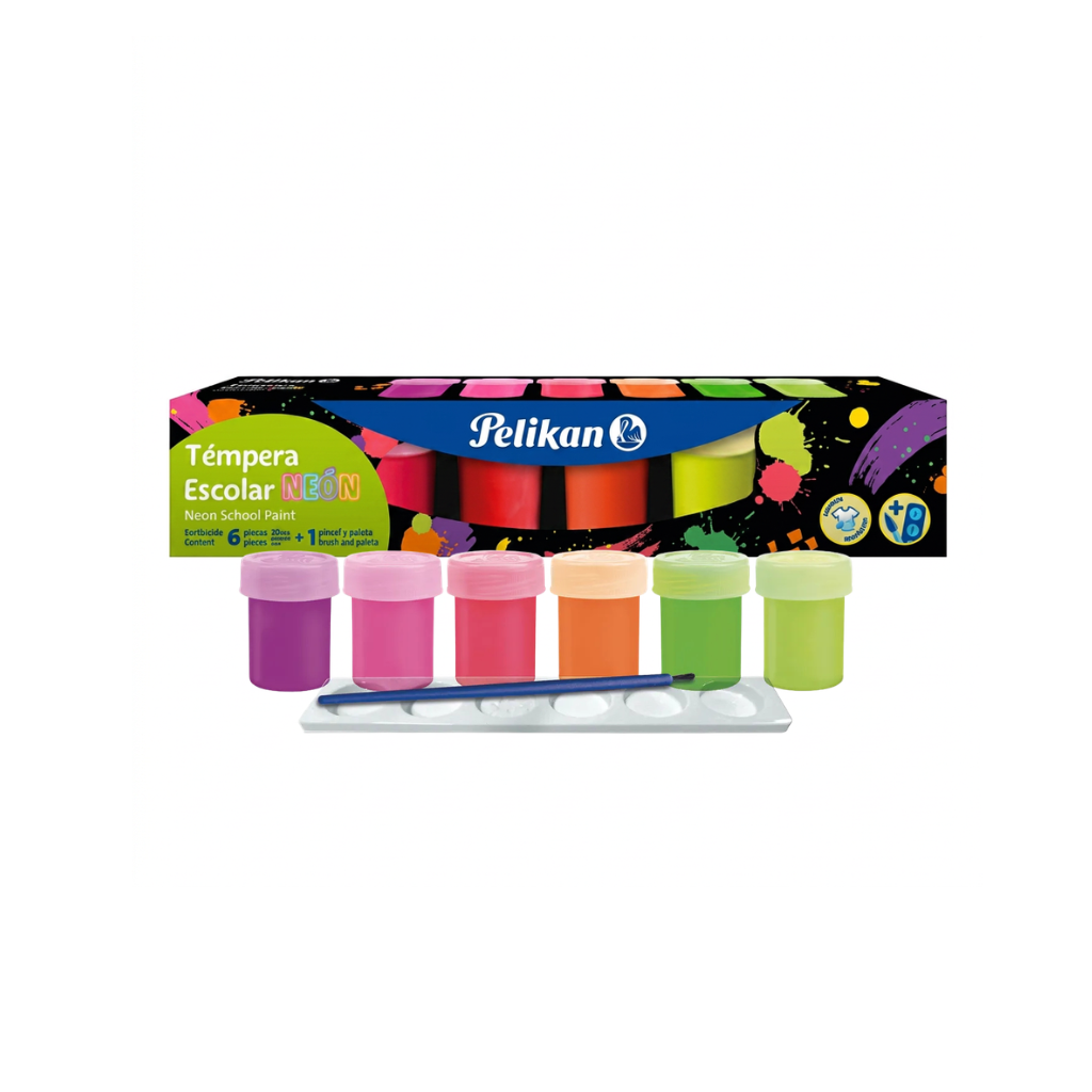 TEMPERA NEON SURTIDA PELIKAN CAJA X6 20ML L53101603