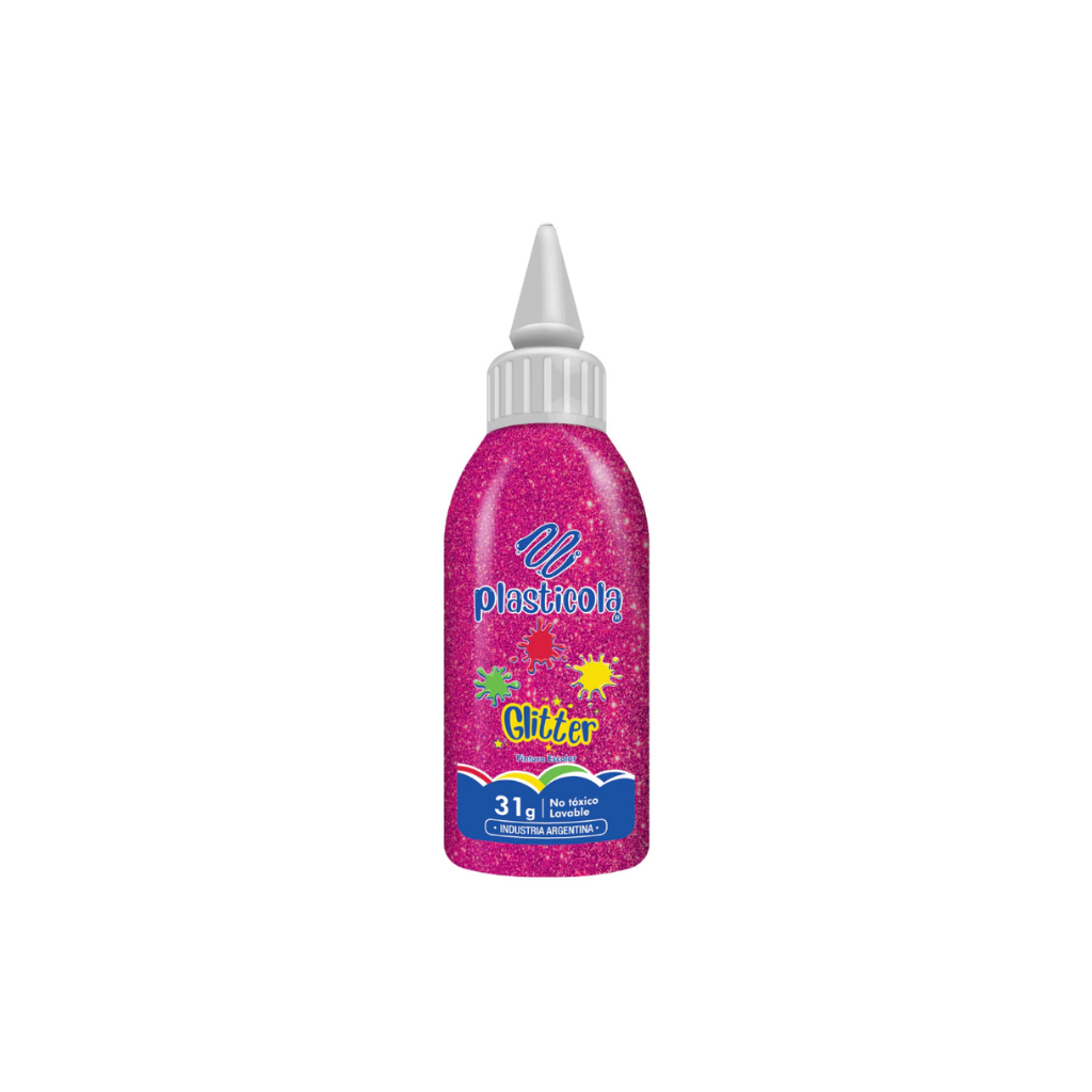 ADHESIVO CON GLITTER PLASTICOLA 38GRS MAGENTA 