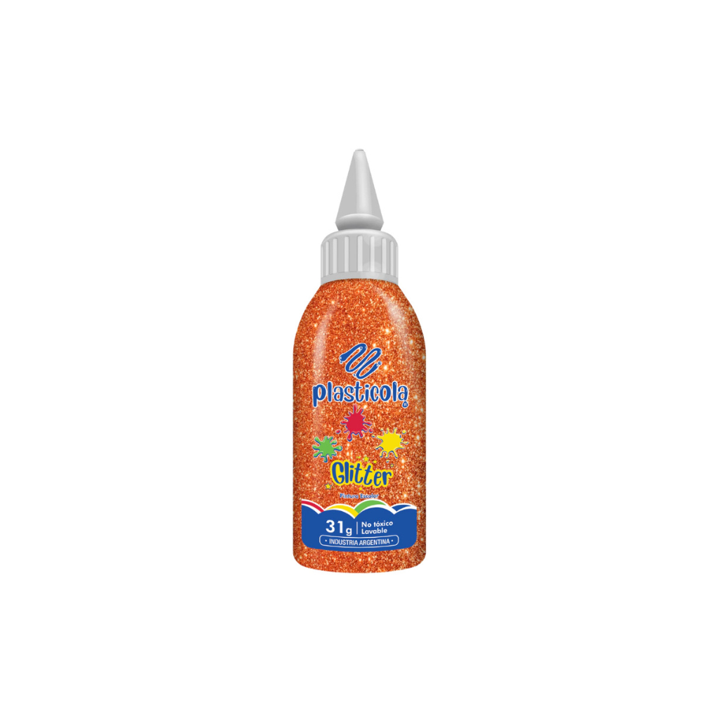 ADHESIVO CON GLITTER PLASTICOLA 38GRS NARANJA 