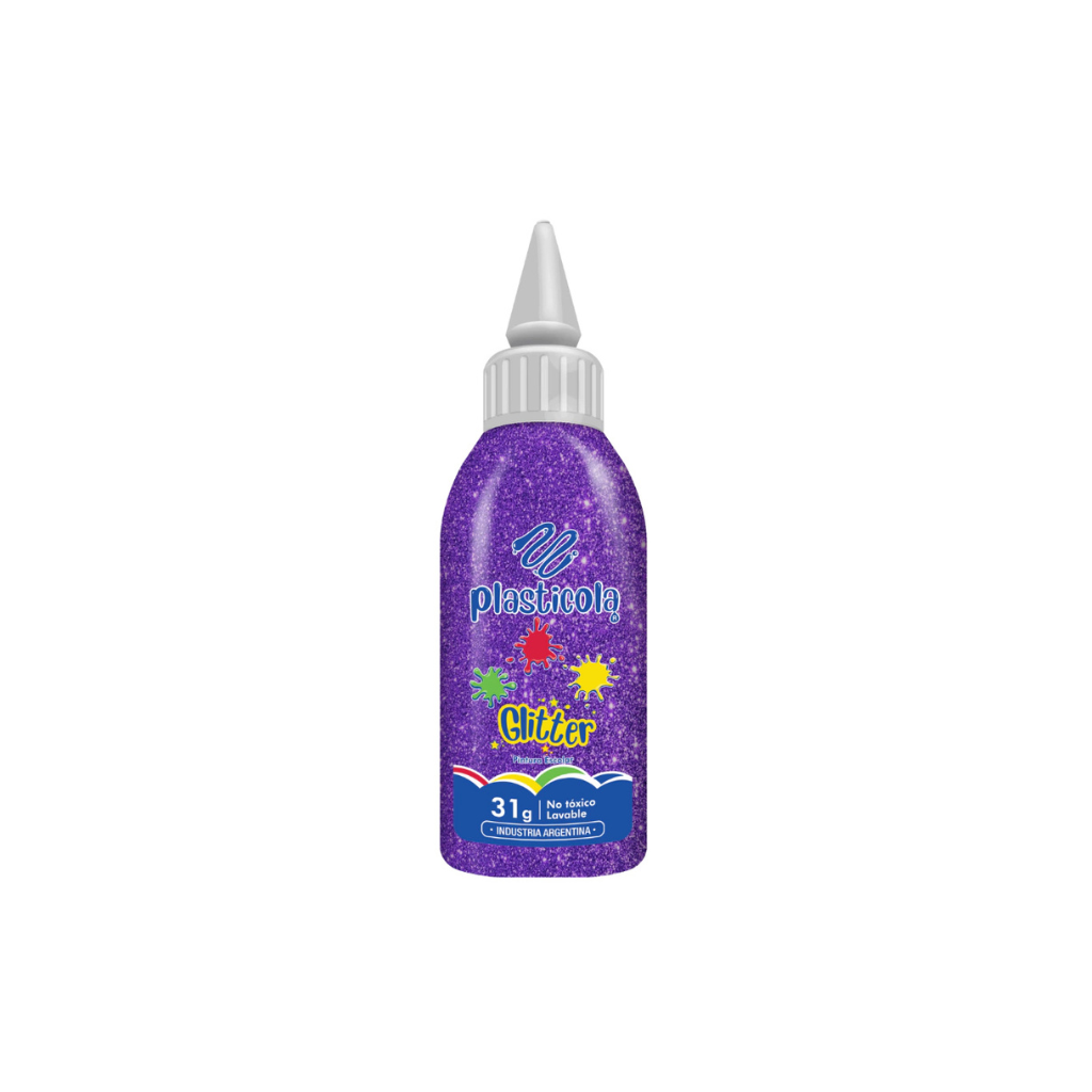 ADHESIVO CON GLITTER PLASTICOLA 38GRS PURPURA 
