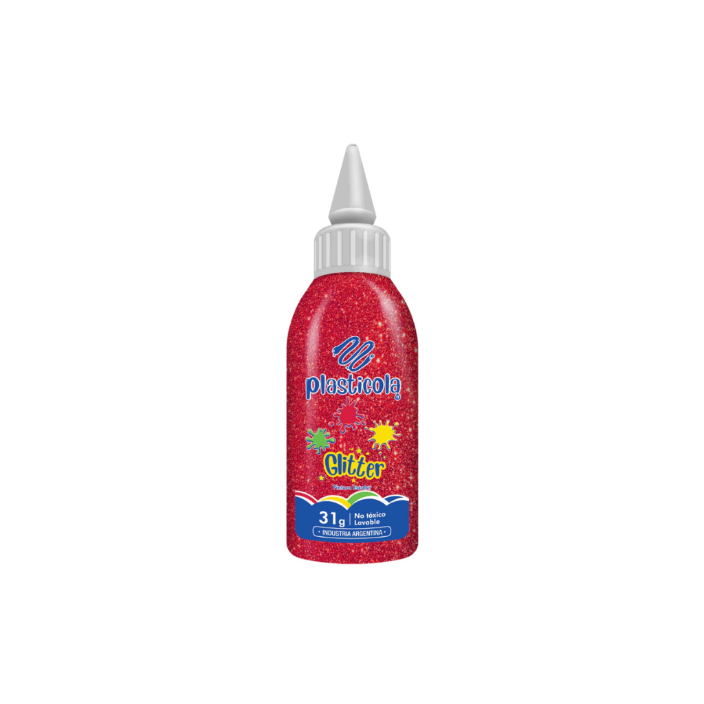 ADHESIVO CON GLITTER PLASTICOLA 38GRS ROJO 