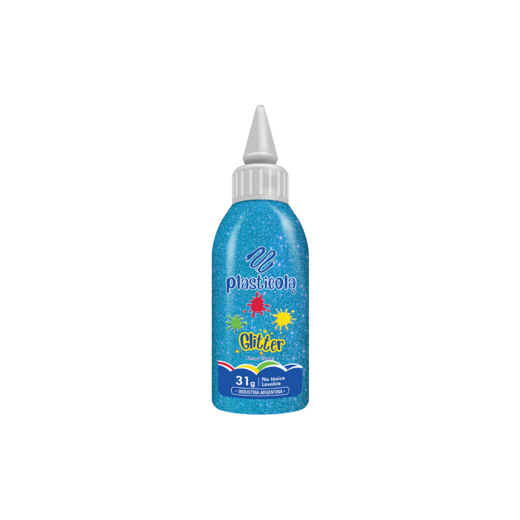 ADHESIVO CON GLITTER PLASTICOLA 38GRS TURQUESA