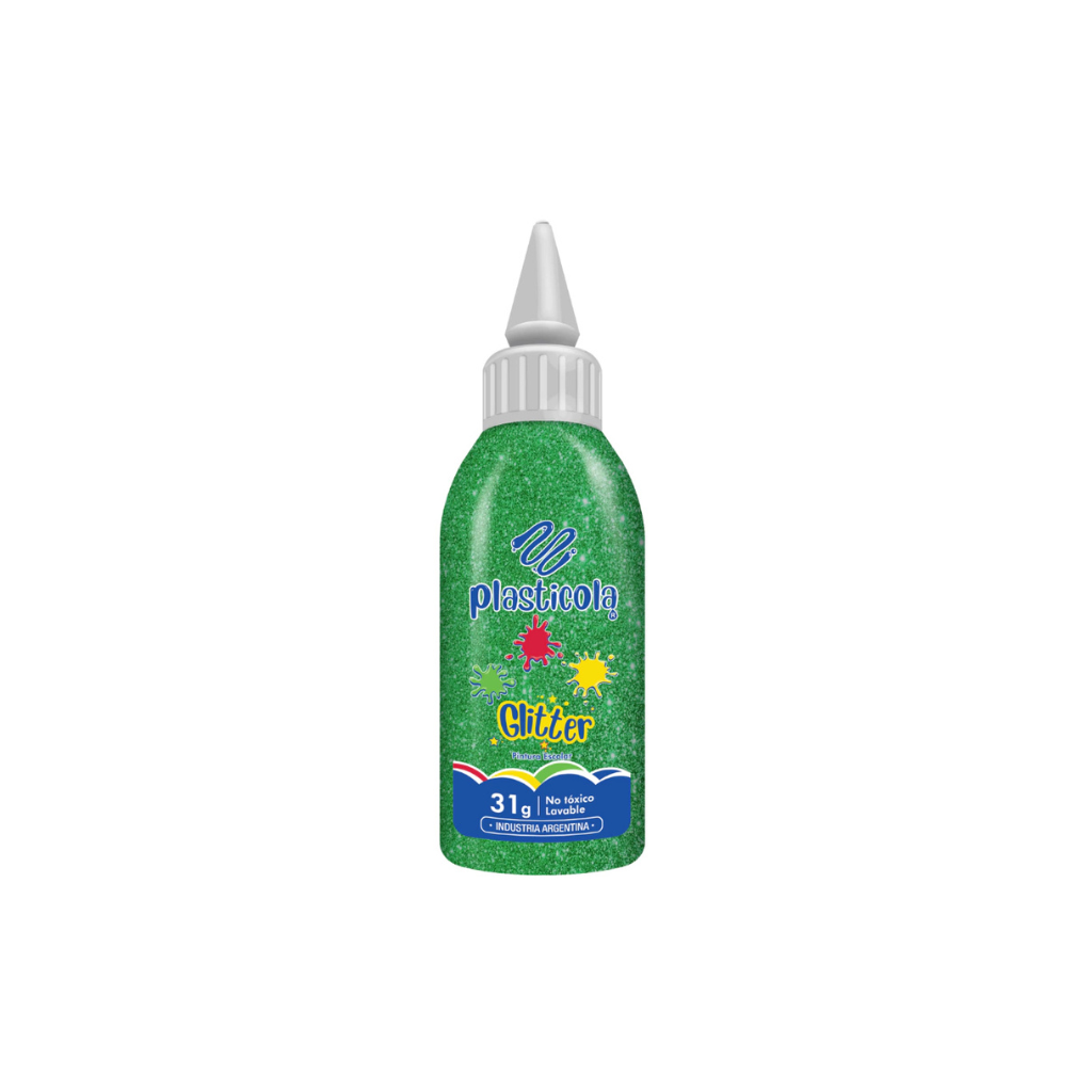 ADHESIVO CON GLITTER PLASTICOLA 38GRS VERDE 