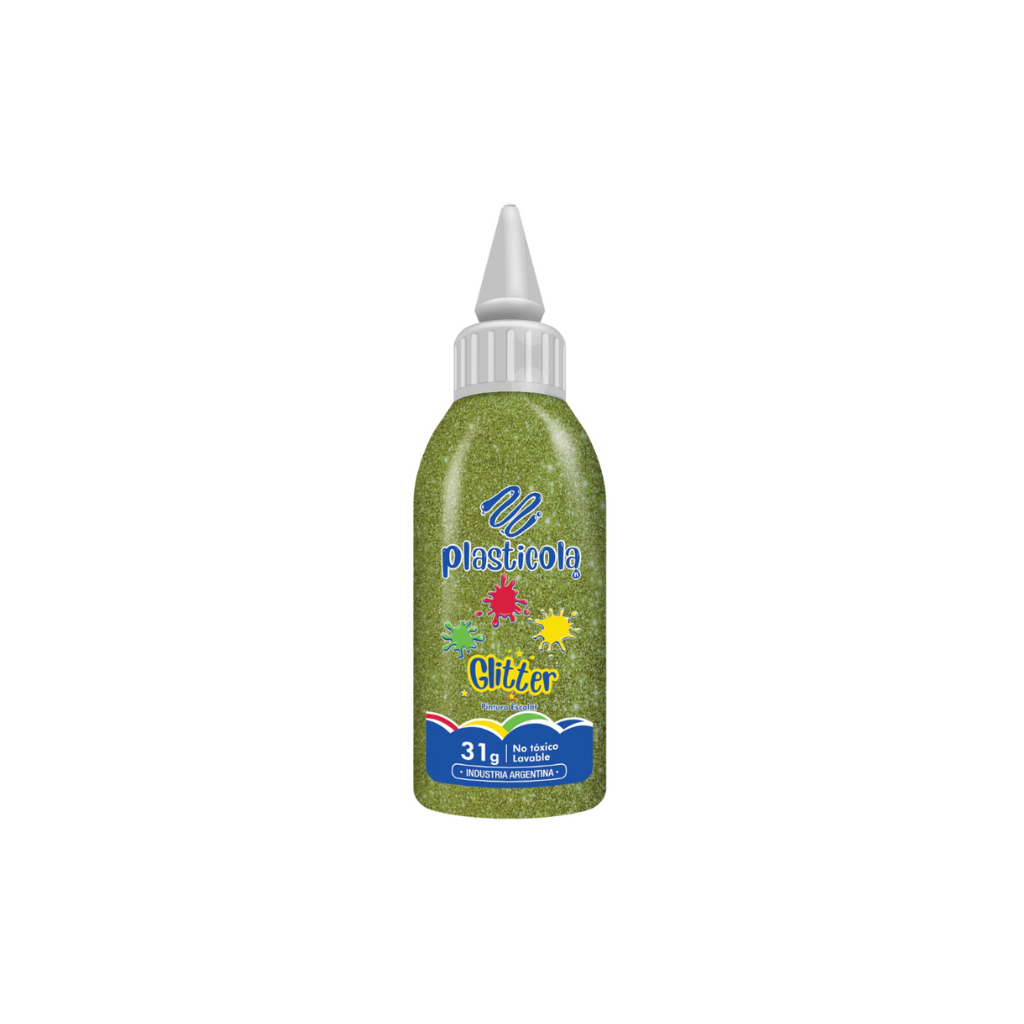 ADHESIVO CON GLITTER PLASTICOLA 38GRS VERDE OLIVA 