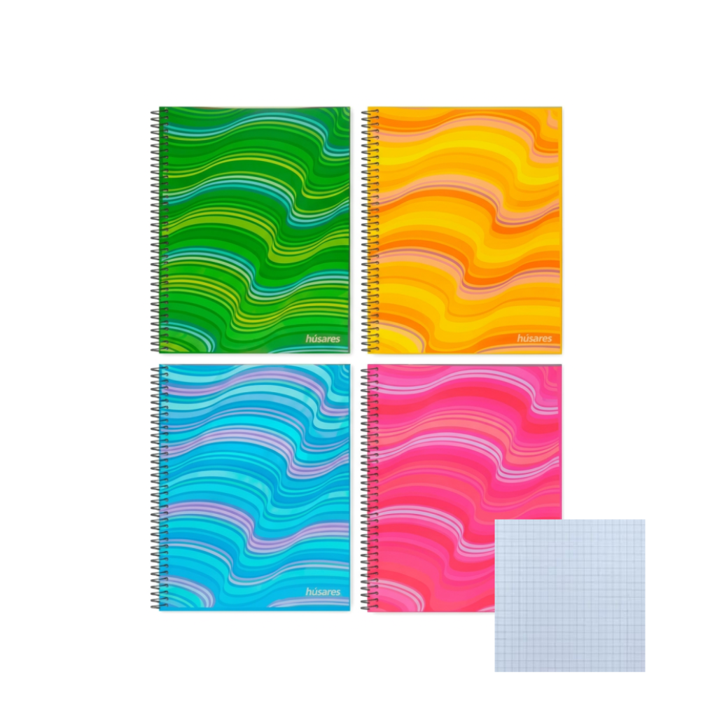 CUADERNO 16X21 C/ESPIRAL HUSARES X 80HJS # CUADRICULADO 6299