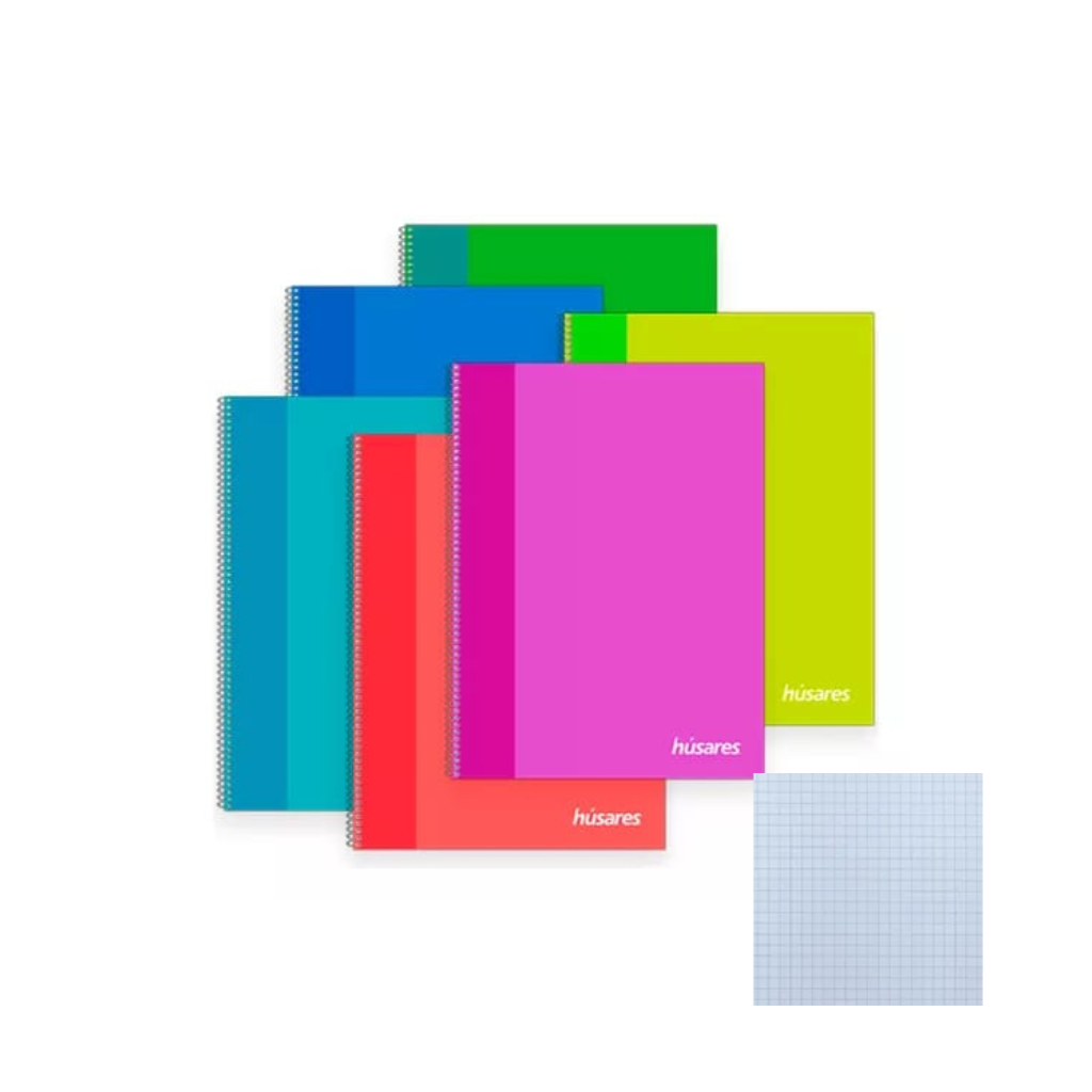 CUADERNO 16X21 C/ESPIRAL HUSARES X80 HJS CUADRICULADO TRENDY 6295