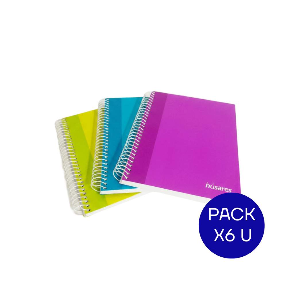 CUADERNO 16X21 C/ESPIRAL HUSARES X80 HJS RAYADO TRENDY 6296 X 6 UNID.