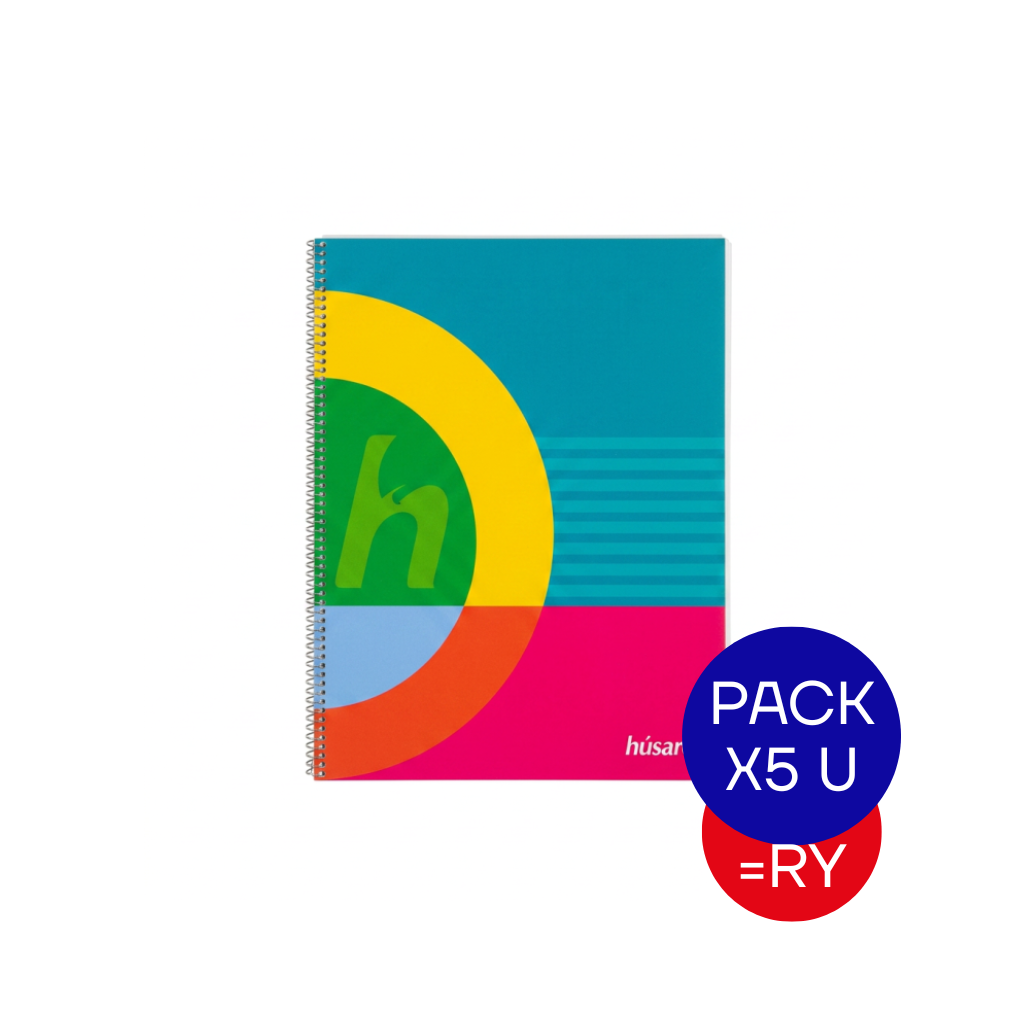CUADERNO HUSARES 21X27 X 60H 90GRS FANTASIA T/D PACK X5 UNID RAYADO