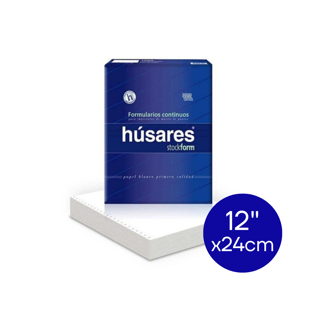 FORMULARIO CONTINUO HUSARES 12" X 24 ORIGINAL TROQUEL AL MEDIO 6" DE 70 GRS X 1000 3128