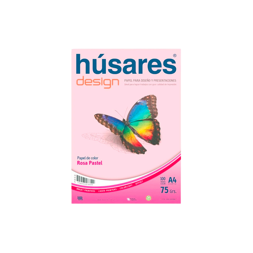 PAPEL COLOR HUSARES DESIGN A4 75 GRS X 100 HJS ROSA 7854