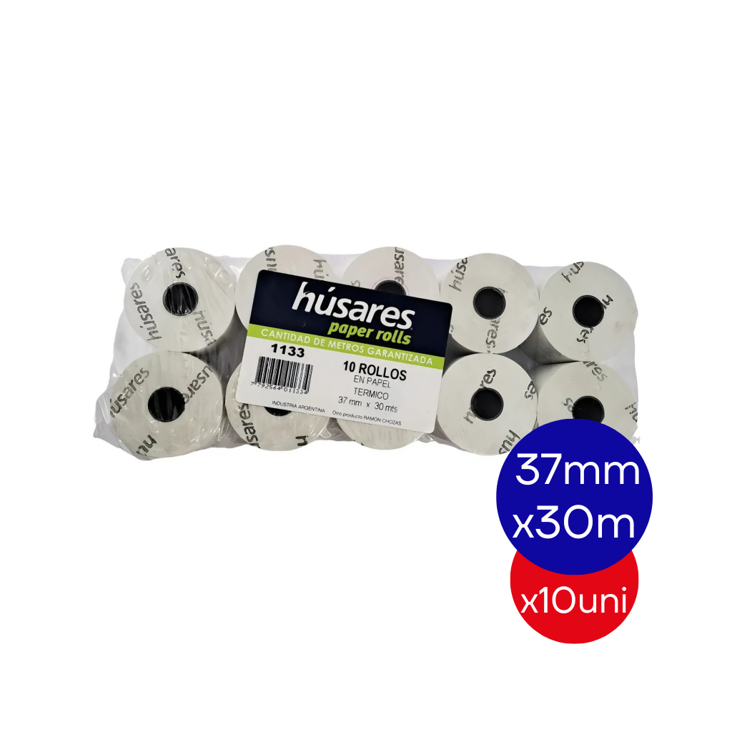 ROLLO HUSARES 1133 TERMICO 37 MM X30 MTS X 10 UNID.