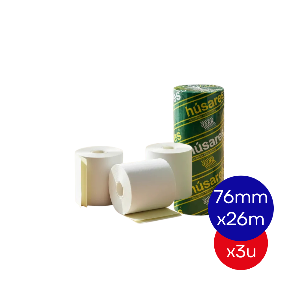 ROLLOS QUIMICO 0262 HUSARES 76MM X 26MTS PAQ X 3 UNID.