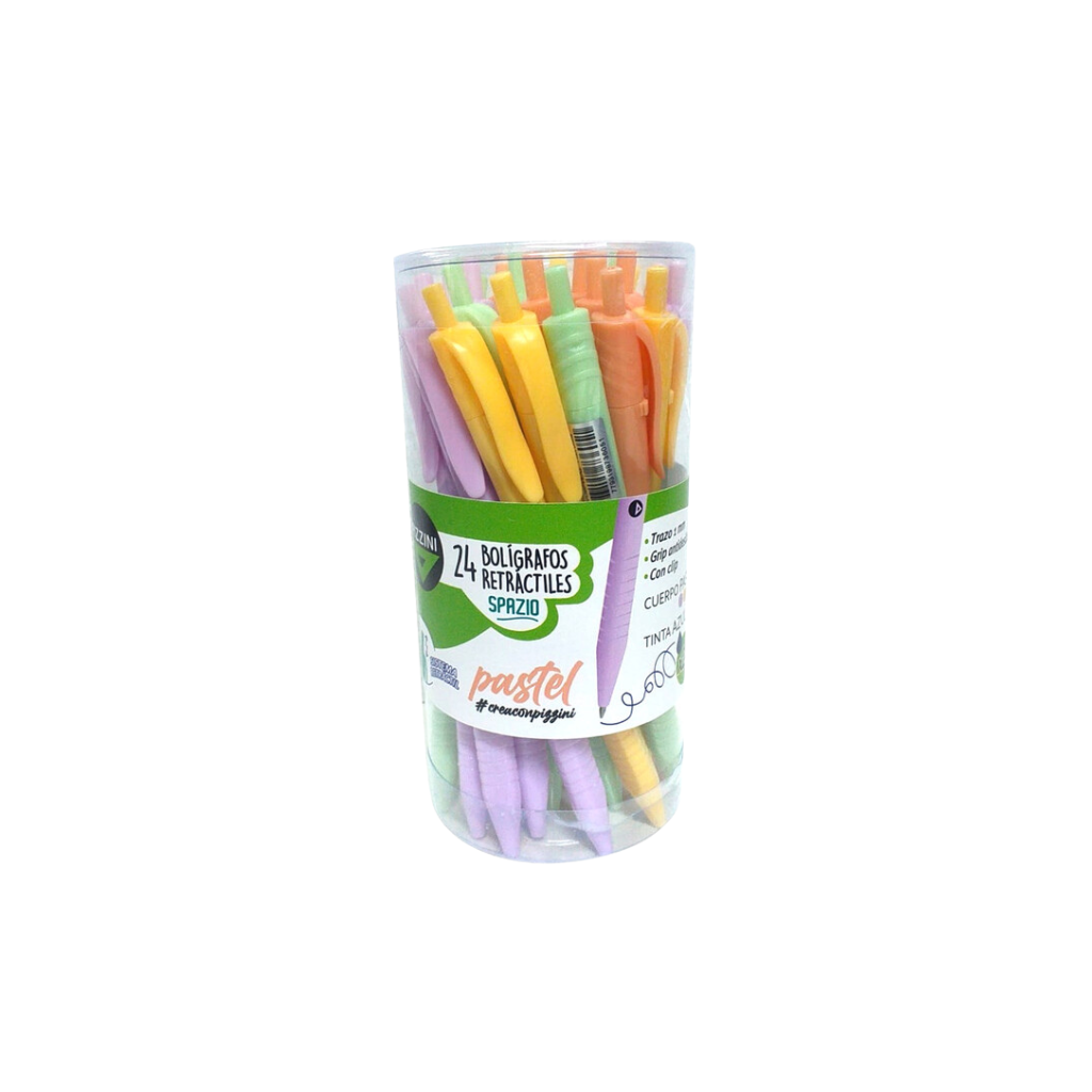 BOLIGRAFO RETRACTIL PASTEL TINTA AZUL PIZZINI BR36PCSAZ X24