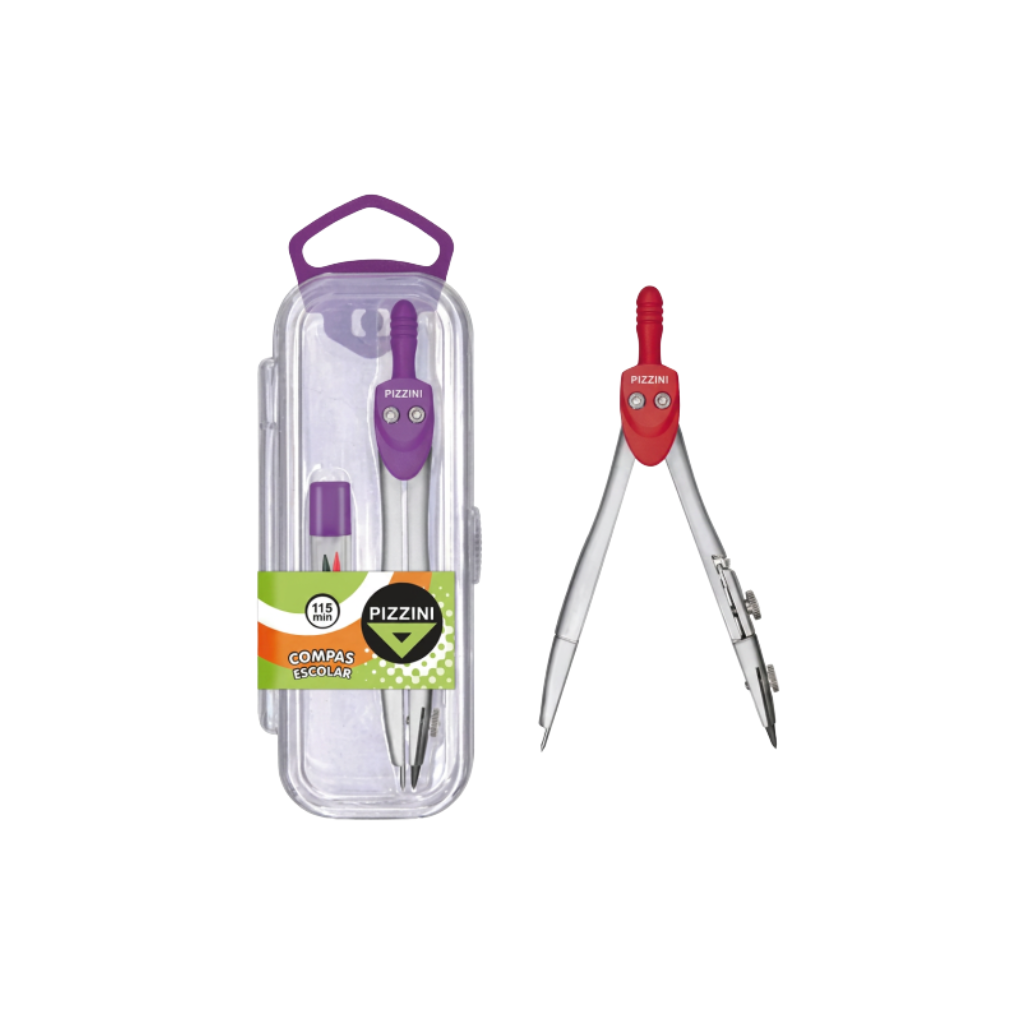 COMPAS ESCOLAR METALICO 115MM PK133 CON ESTUCHE + MINA