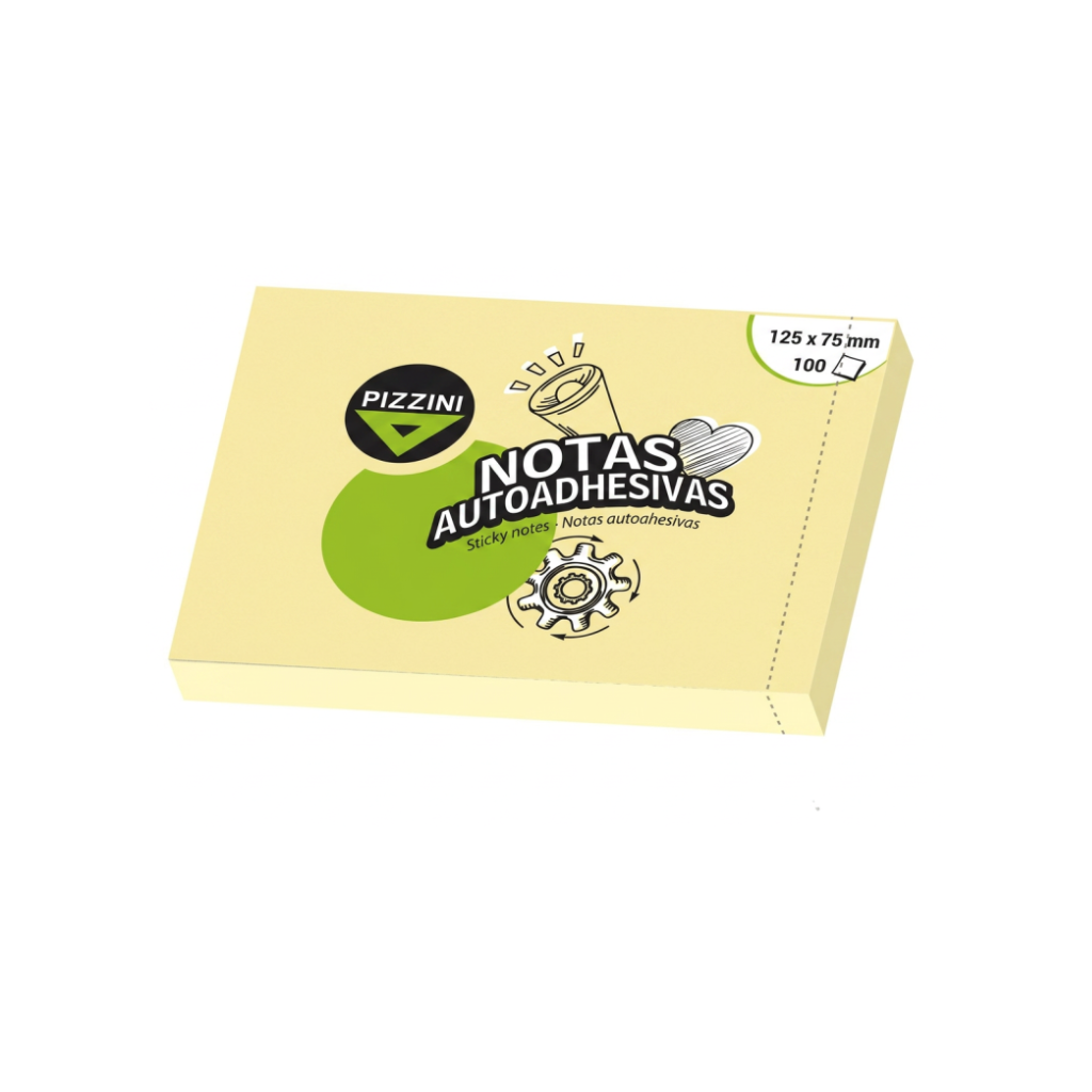 NOTAS ADHESIVAS PIZZINI AMARILLA 125X75MM 100HJS NA12575100