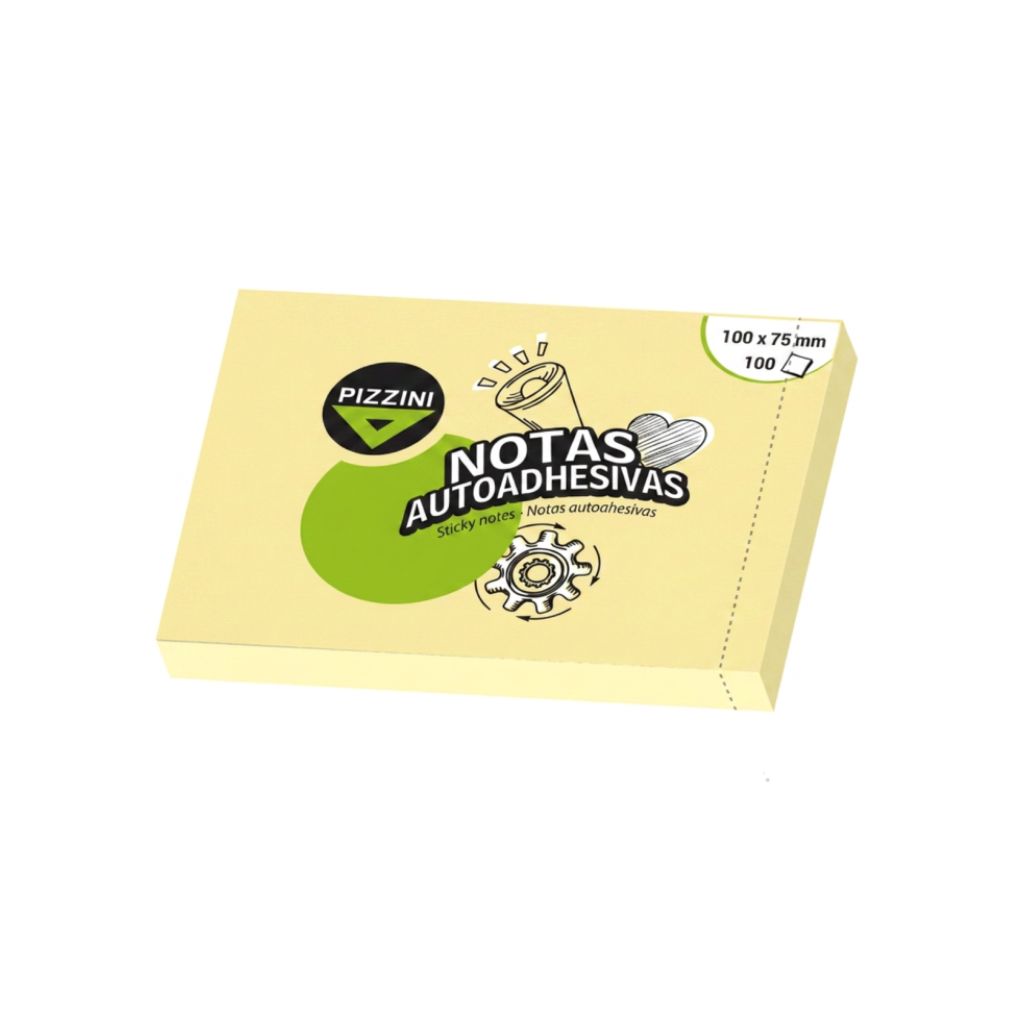 NOTAS ADHESIVAS AMARILLAS 100 X 75 MM. 100 HOJAS NA10075100