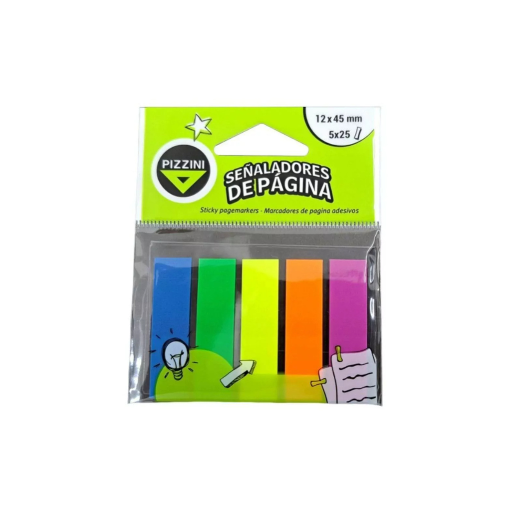 NOTAS ADHESIVAS BANDERITAS PIZZINI NEON 12X45MM 5X25U NA125025X5F
