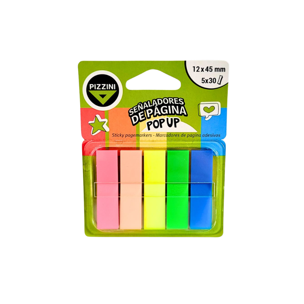 NOTAS ADHESIVAS BANDERITAS PIZZINI NEON 12X45MM 5X30U NA124530X5F