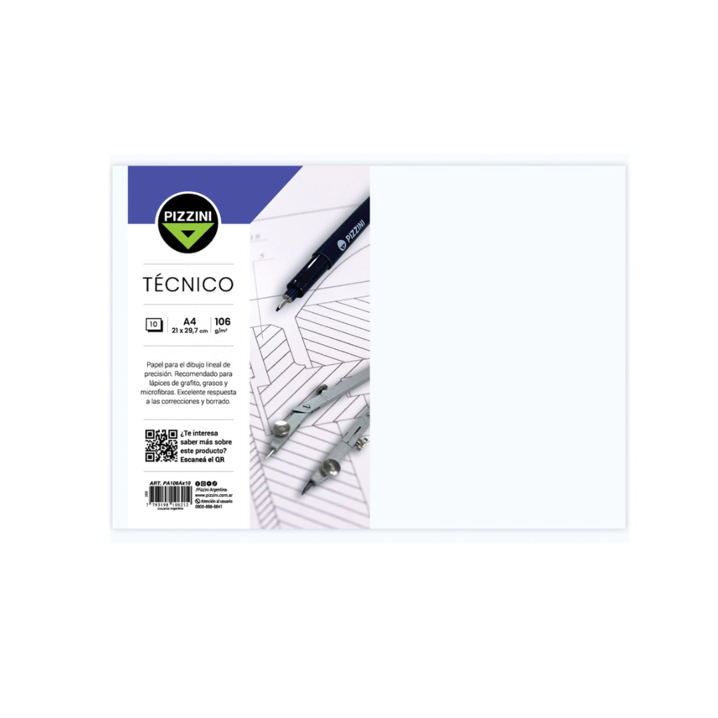 PAPEL DIBUJO PIZZINI A4 21X29,7 PA106AX10 X 10 HOJAS