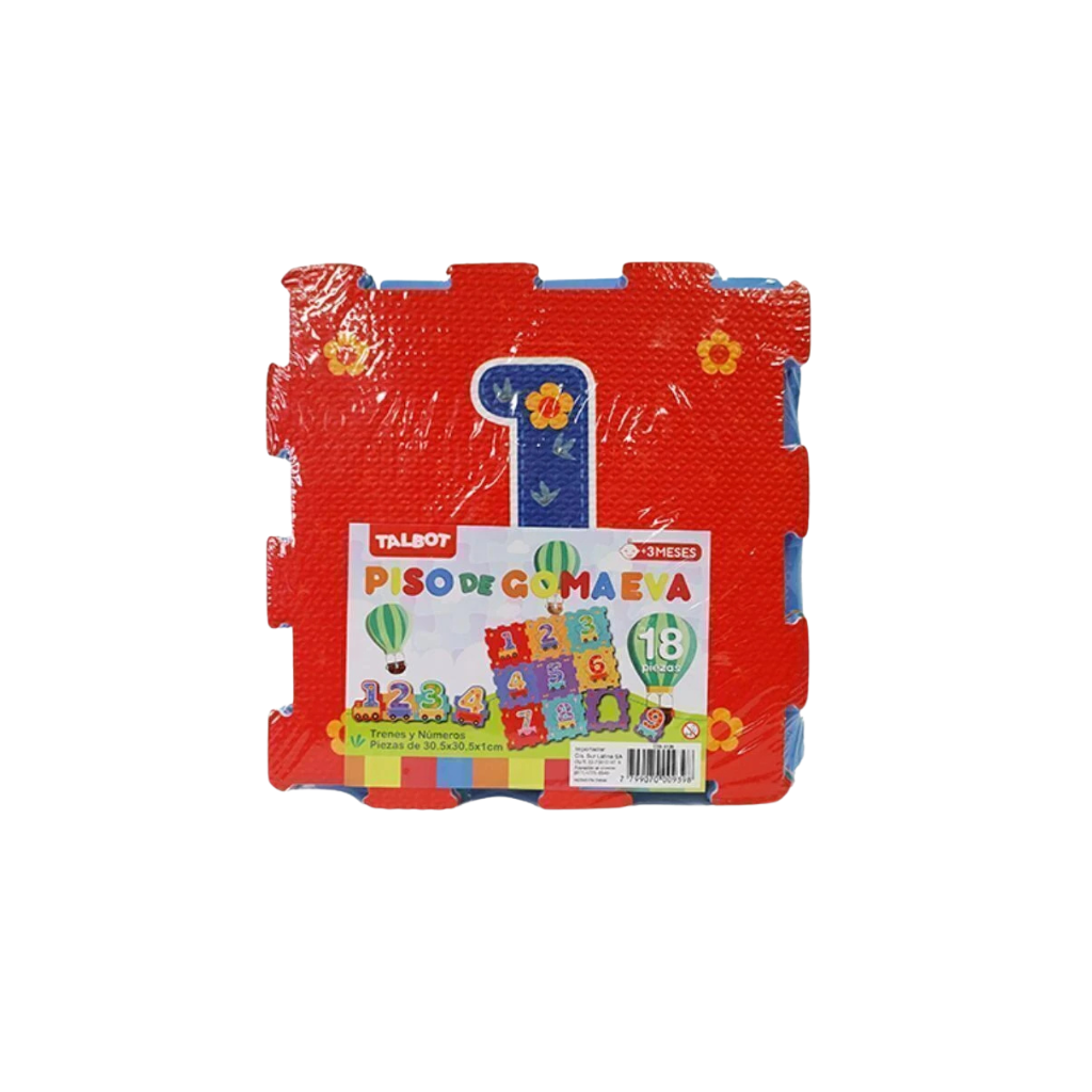 PISOS GOMA EVA TALBOT TRENES Y NUMEROS X 9U 30.5X30.5X1CM 5139
