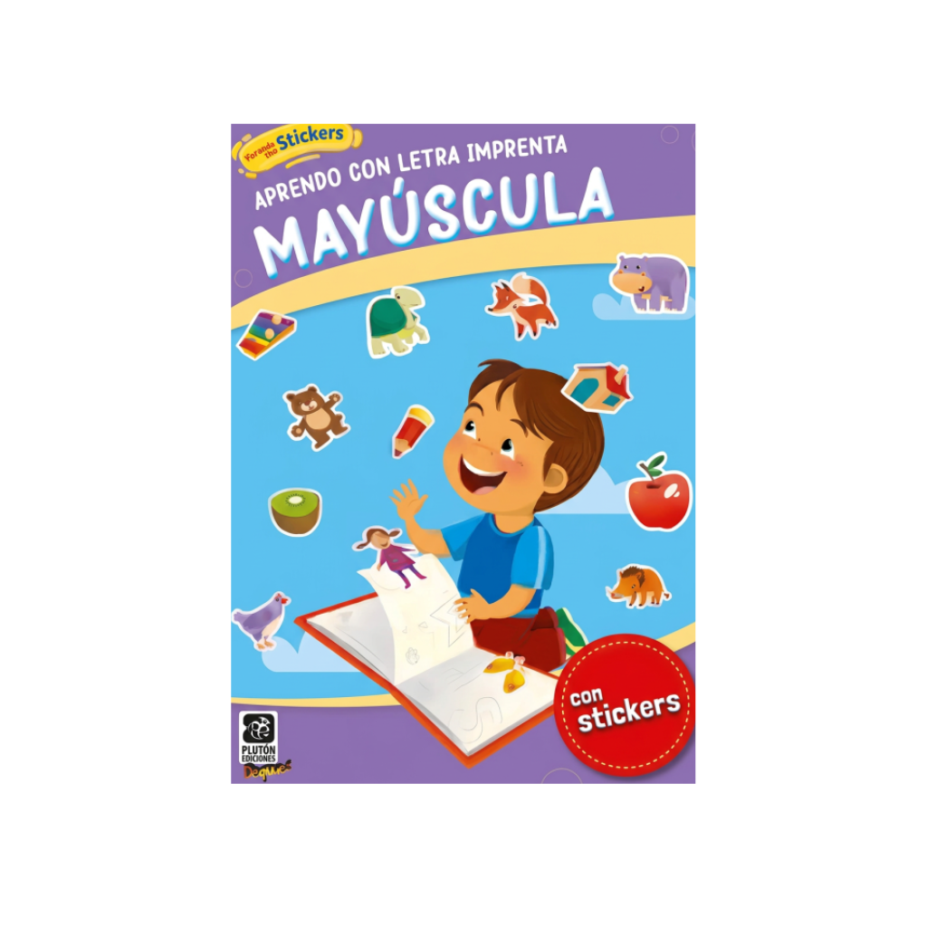 APRENDO CON STICKERS. APRENDO CON LETRA IMPRENTA MAYUSCULA ( 3 PAGINAS STICKERS)
