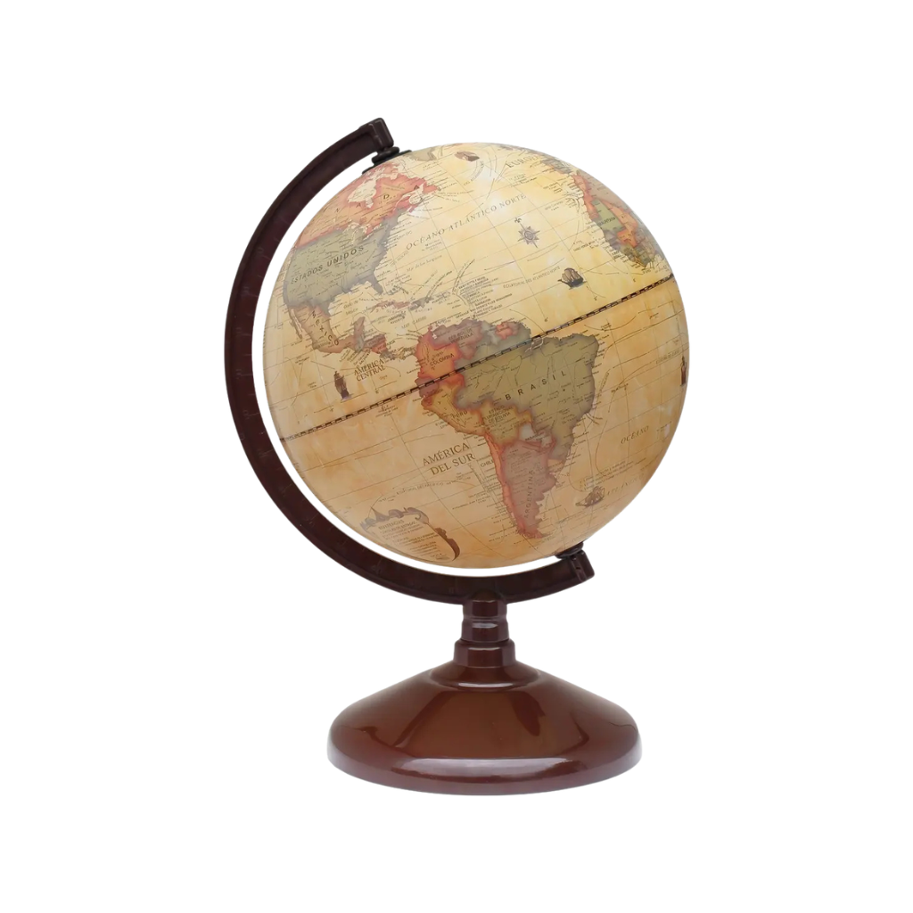 GLOBO TERRAQUEO 14 CM B/PLASTICA ANTIGUO SEPIA 147AW
