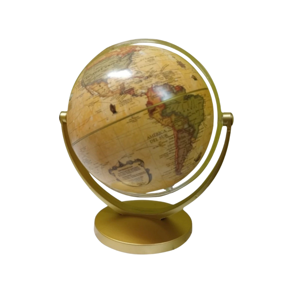 GLOBO TERRAQUEO 14 CM B/PLASTICA ANTIGUO SEPIA MULTIGIRO 147AWD
