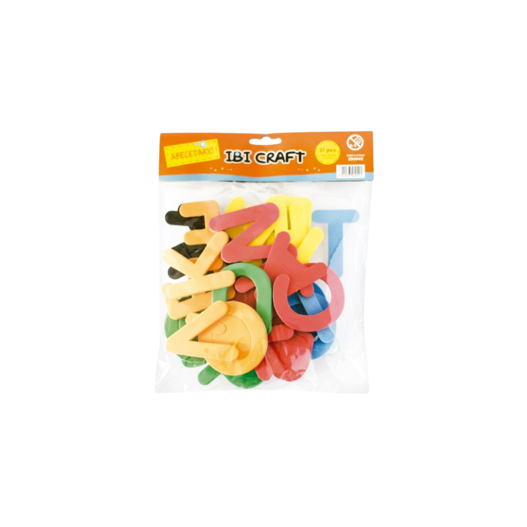 ABECEDARIO EN GOMA EVA 8CM ALTO BOLSA X 31PCS