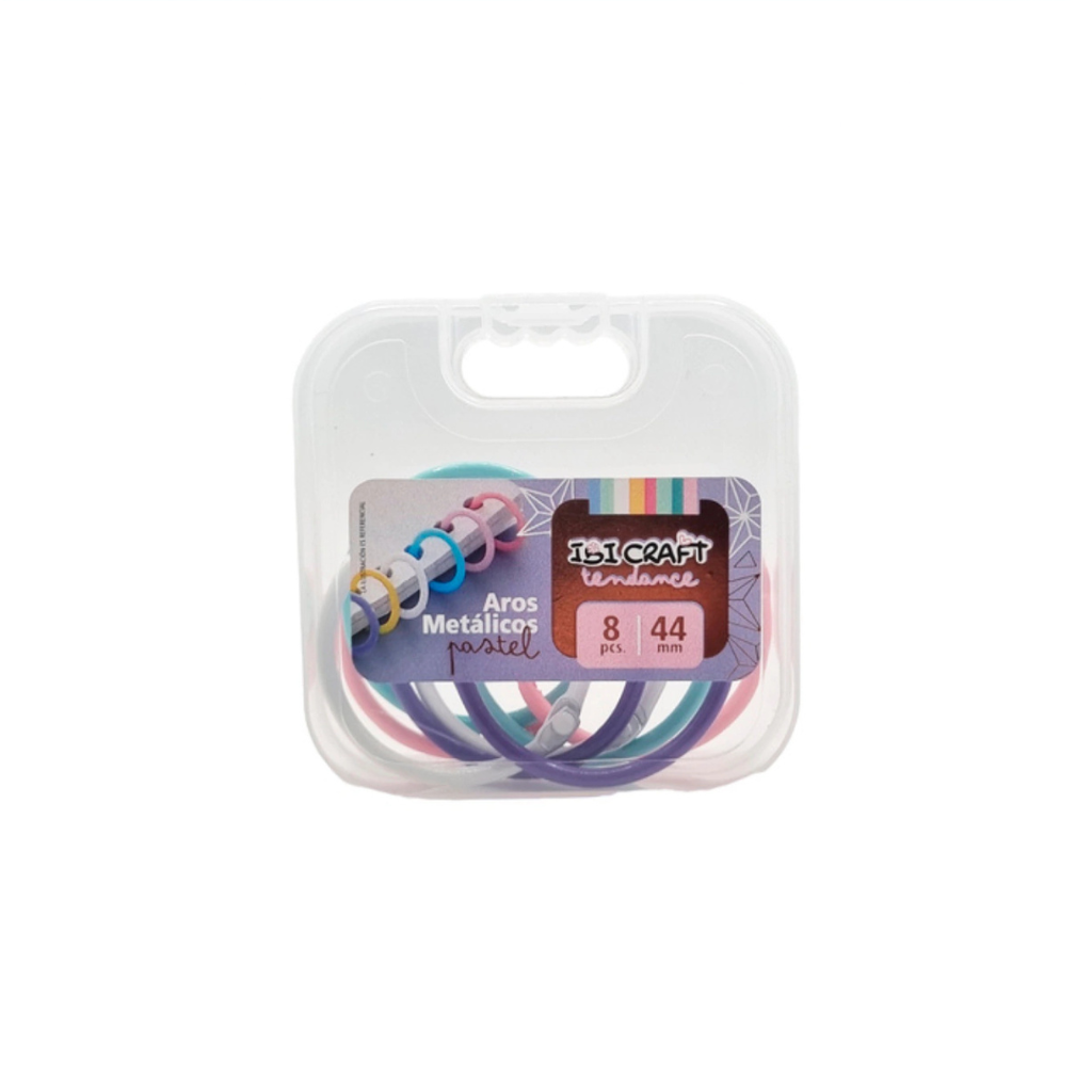 AROS METALICOS 4 COLORES PASTELES 44MM X 8PCS