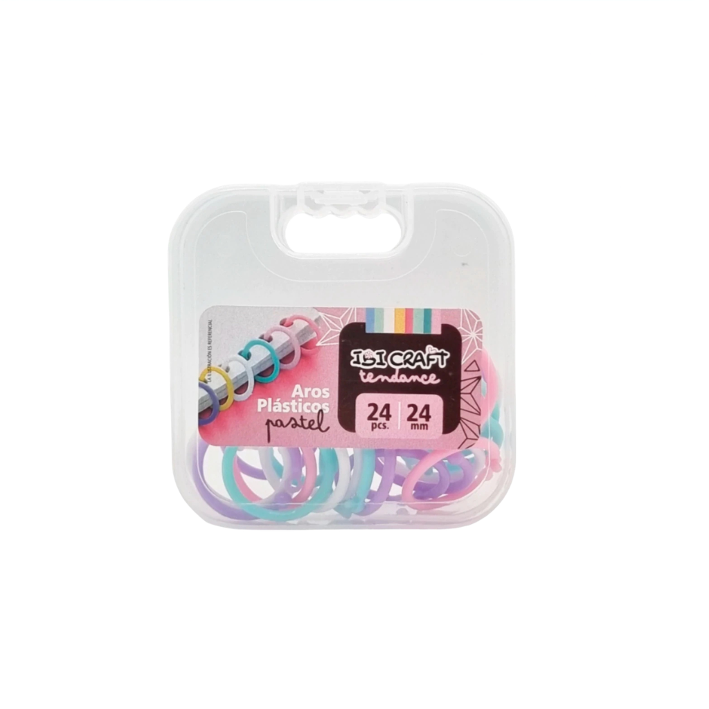 AROS PLASTICOS 4 COLORES PASTELES 24MM X 24PCS