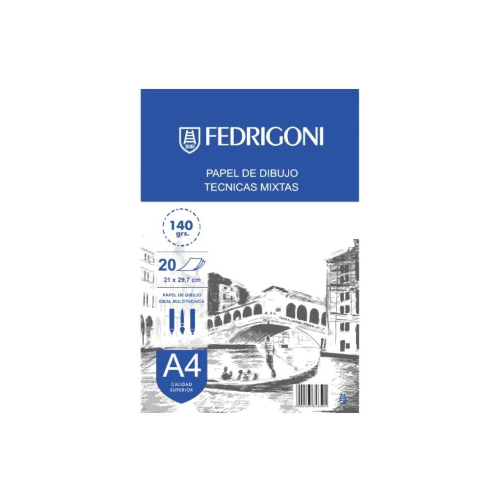 BLOCK PAPEL MULTITECNICAS 140GRS A4 X 20HS FEDRIGONI TECNICAS MIXTAS 640998