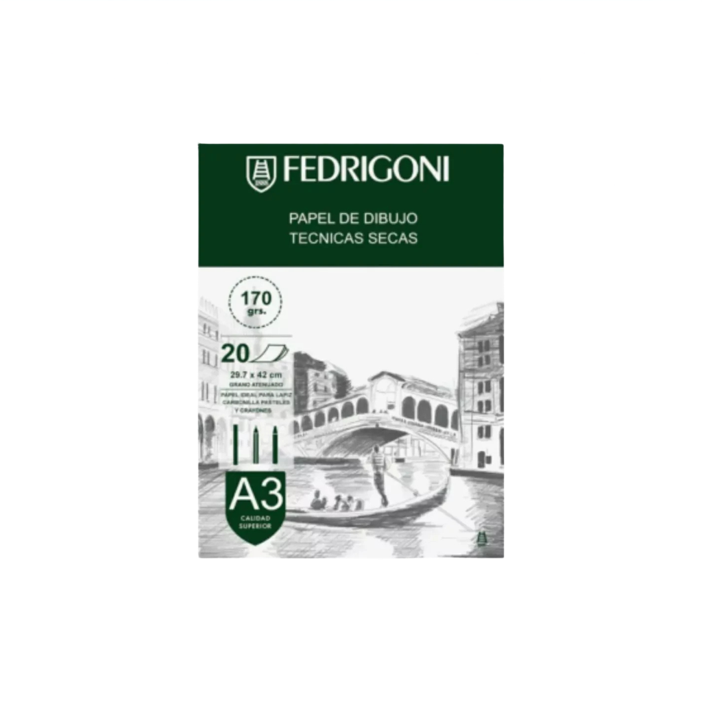 BLOCK PAPEL RUGOSO 170GRS A3 X 20HS TECNICA SECA FEDRIGONI