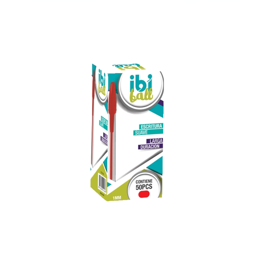 BOLIGRAFO IBI BALL 1MM ROJO X50 070008