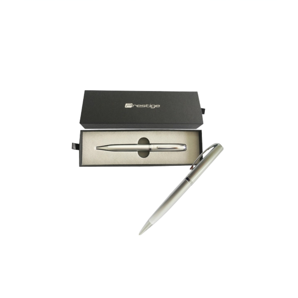 BOLIGRAFO PRESTIGE METALICO PLATA EN ESTUCHE 070076
