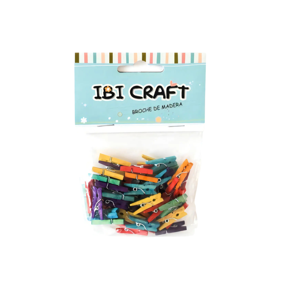 BROCHE DE MADERA COLOR MINI X50 UN