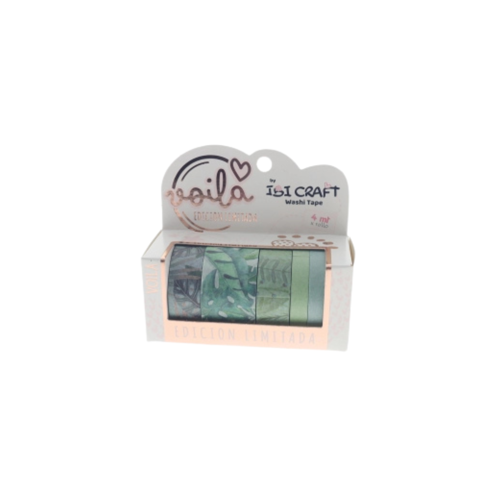 CINTA WASHI TAPE BOX 5 ROLLOS DE 4MTS LEAVES EDITION 055771