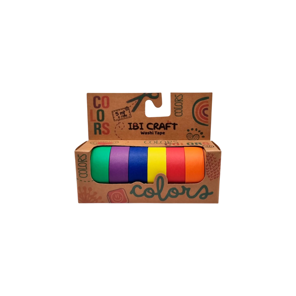 CINTA WASHI TAPE BOX 6 ROLLOS DE 5MTS RAINBOW 055761