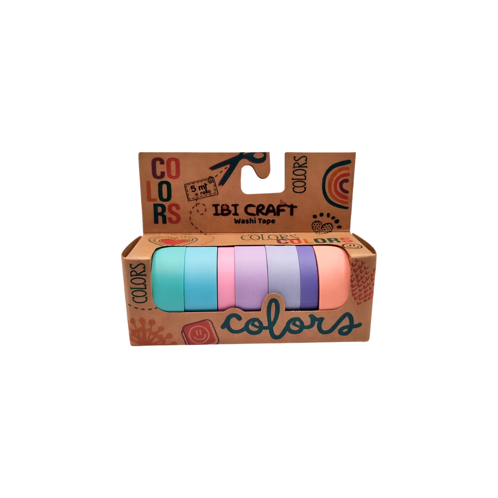 CINTA WASHI TAPE BOX 7 ROLLOS DE 5MTS PASTEL 055763