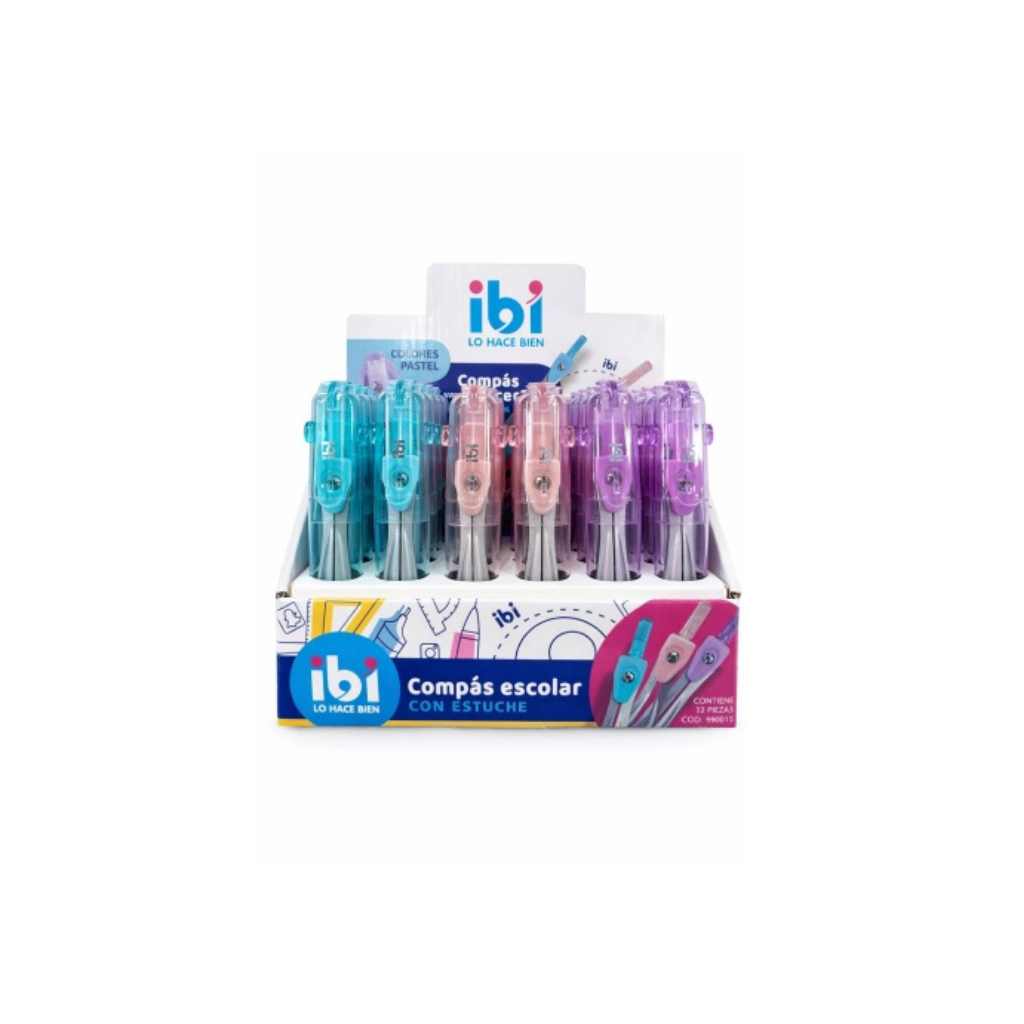 COMPAS ESCOLAR ESTUCHE PASTEL IBICO 990015