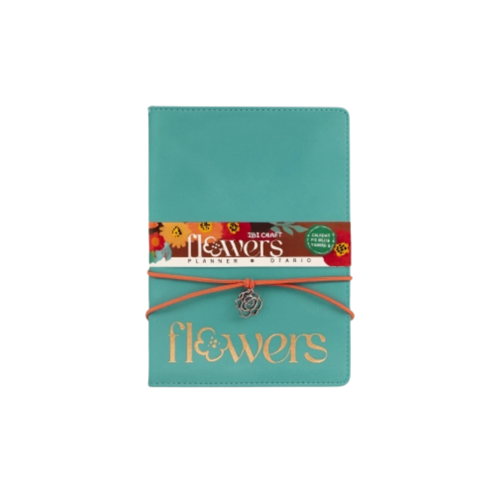 CUADERNO TAPA CUERINA 80HJS FLOWERS AQUA 115162