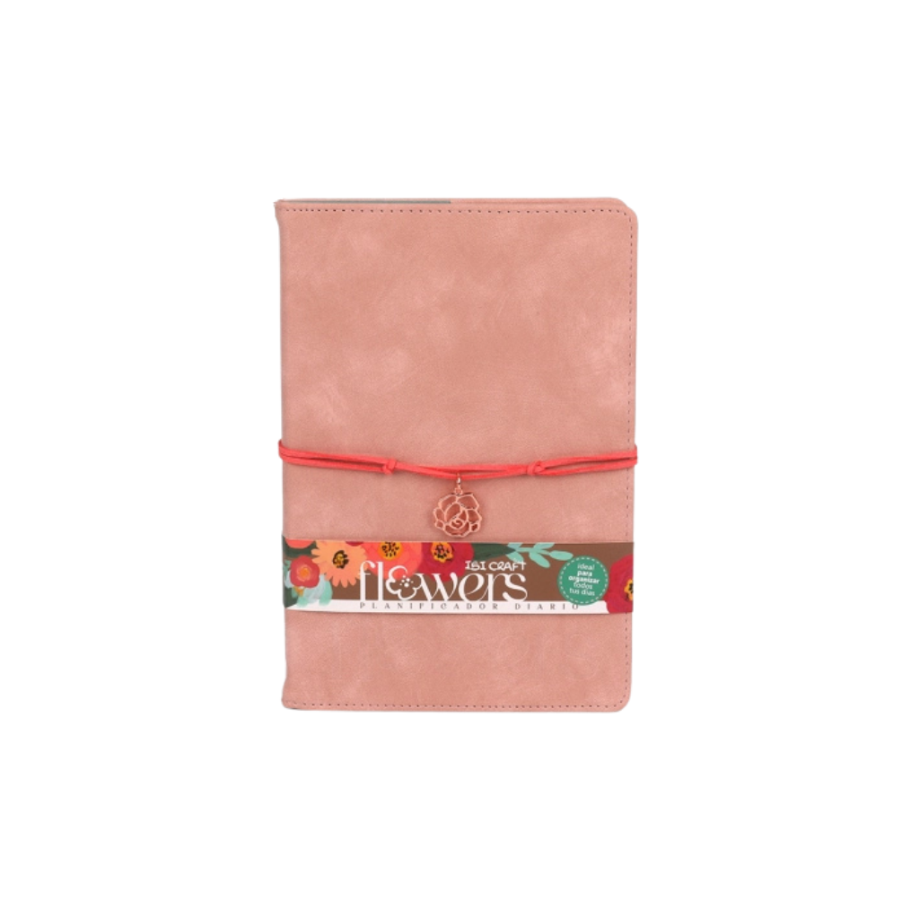 CUADERNO TAPA CUERINA 80HJS FLOWERS 115160 ROSA PALIDO