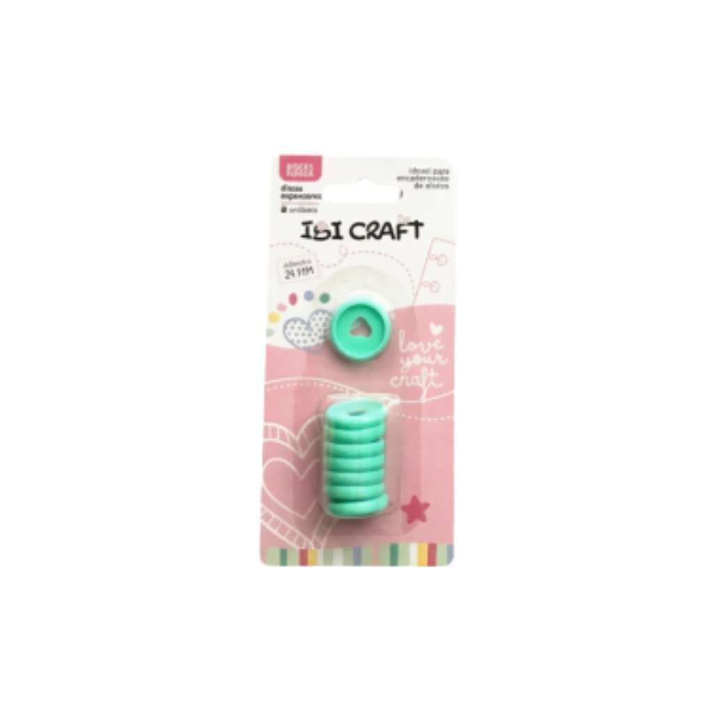 DISCOS DE EXPANSION 24MM CORAZON X 8PCS VERDE PASTEL